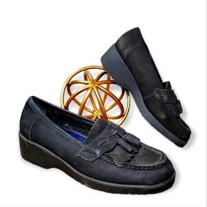 Dr. Scholl's Classic Black Leather Loafers Tassels Comfy Size 6.5